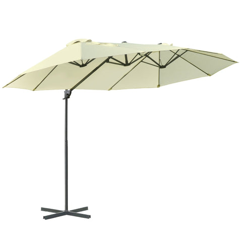 Rootz Double Parasol - Traffic Light Parasol - Double Parasol With Crank - Adjustable Garden Parasol - Sun Protection - Cream/White - 440 x 270 x 250 cm