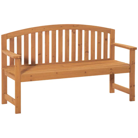 Rootz Garden Bench - 2-seater Wooden Bench - Park Bench - Terrace Bench With Backrests - Garden Furniture - Fir Wood - Orange - 140 x 50 x 85 cm