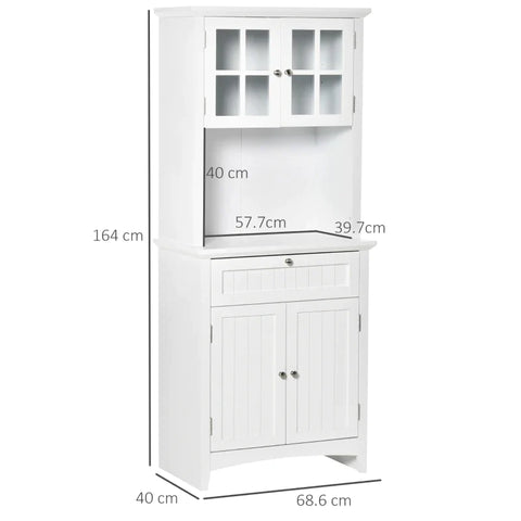 Rootz Kitchen Cabinet - Display Cabinet - Storage Cabinet - Cabinet - White - 68.6W x 40D x 164Hcm