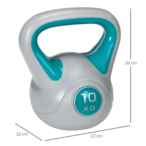 Rootz Kettlebell - 10kg Flat Bottom Large Handle - Faux Leather - Coat Blue - 22 x 16 x 26cm
