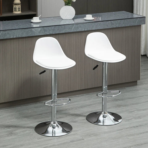 Rootz Barhocker – Zwei Set-Barhocker – Hocker – höhenverstellbar – drehbar – Kunstleder/PP/Stahl – Weiß – 40 x 42 x 82–104 cm