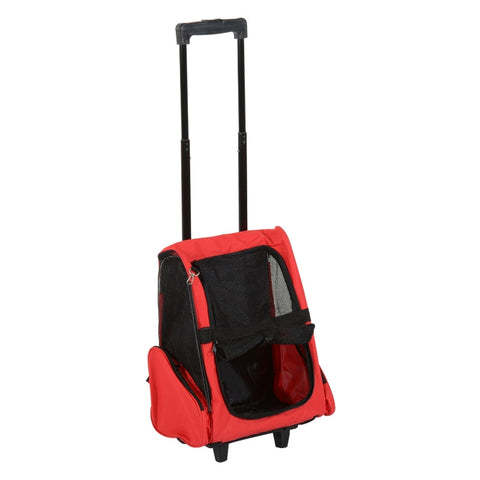 Rootz Dog Carrier - Pet Backpack - 2-in-1 Design - Extendable Handle - Side Pockets - Red - 42 x 25 x 55cm