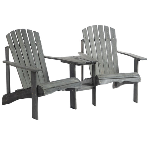 Rootz Adirondack Chairs Set - Garden Chair Table - Garden Chair - Garden Furniture - Wood - Gray - 178 x 87 x 92 cm