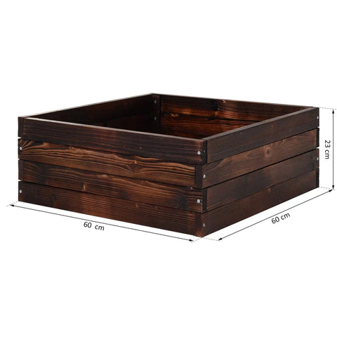 Rootz Raised Bed - Plant Box - Vegetable Bed - Herb Bed - Solid Wood - Dark Brown - 60 x 60 x 23 cm