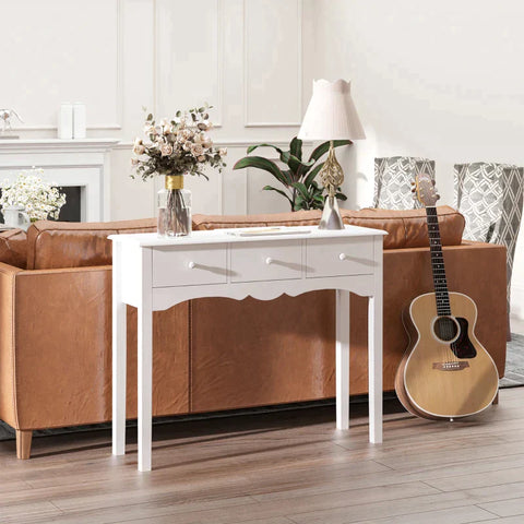 Rootz Console Tafel - Bijzettafel - Decoratieve Tafel - Console Ladetafel - MDF - Wit - 100 x 32 x 85 cm