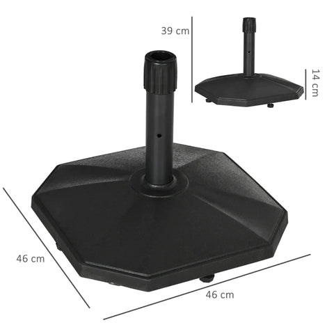 Rootz Umbrella Stand - 22kg Cement - Filling Compact Shape - Plastic - Housing - Black - 46 x 46 x 39cm