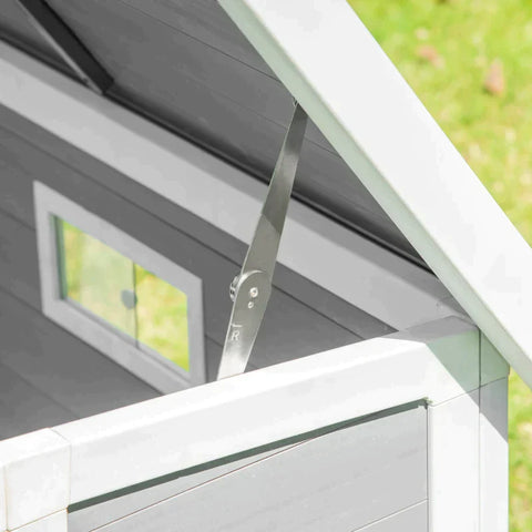 Rootz Hondenkennel - Houten Hondenhok - Hondenhok - Hondenkooi - Knaagdierhuis - WPC - Grijs/Wit - 102L x 70B x 73H cm