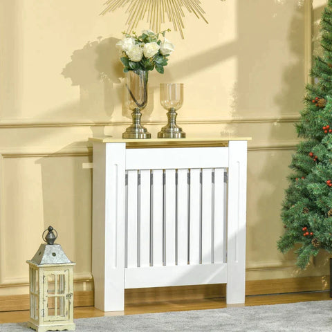Rootz Radiator Cover - Living Room - Office - Removable MDF - White/Oak - 78 x 19 x 83 cm