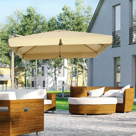 Rootz Parasol - Cantilever Parasol - Tilting - Height Adjustable - With Protective Cover - Khaki - 2.95 x 2.95 x 2.75 m