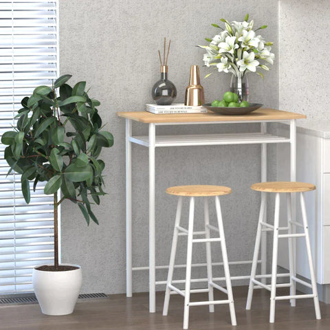 Rootz Chair Table Set - Bar Chair Table Set - Dining Kitchen Set - 3-piece Dining Kitchen Set - 80 cm x 50 cm x 90 cm