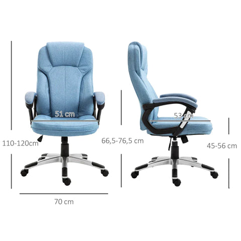 Rootz Office Chair - Computer Chair - Swivel Chair - Height-adjustable Chair - Light Blue - 66 x 75 x 110-120 cm