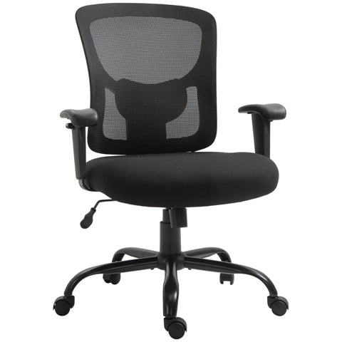 Rootz Office Chair - Mesh Office Chair - Desk Chair - Work Chair - 360° Rotatable - With Armrest - Height Adjustable - Black - 71 x 63.5 x 100-110 cm
