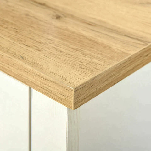 Rootz TV Lowboard - TV Stand - TV Cabinet for TVs with 2 Glass Doors Shelf - Adjustable - White + Oak - 140 X 39.5 X 50 Cm