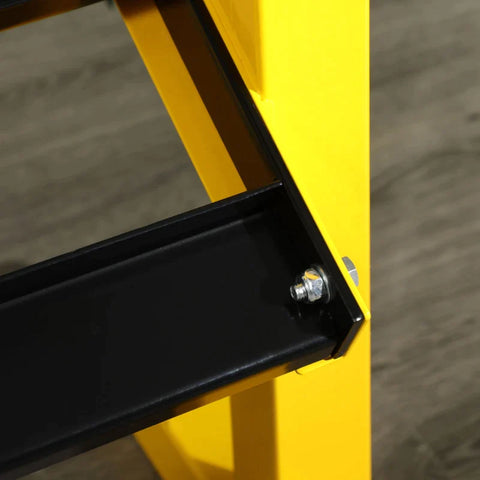 Rootz Halterrek voor halters - tot 270 kg - gewichtsopslagorganisator - 2 planken - stalen frame - geel - 92,5 x 50,5 x 80,5 cm