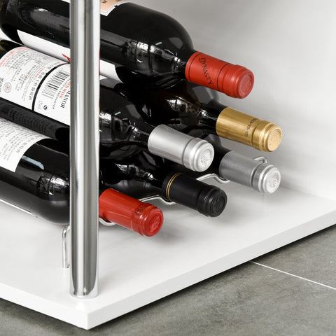Rootz Bar table - standing table - storage compartments - iron frame - wine rack - tilt protection - 3 levels - 113 x 40 x 105 cm - white - silver