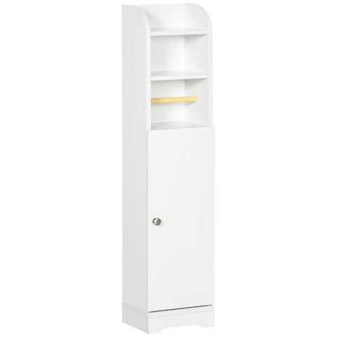 Rootz Bathroom Cabinet - Slim Shelves - Closet Compartment - Toilet Paper Holder - Chipboard - White - 23 x 18 x 100 cm