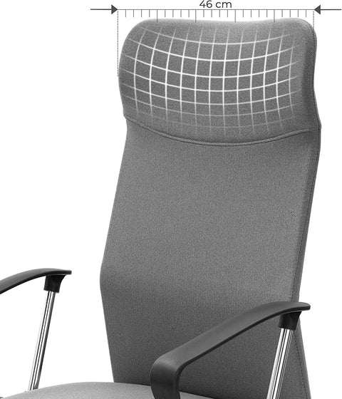 Rootz Office Chair - Swivel Chair - Ergonomic - Upholstered - Height Adjustable - Gray - Steel - Linen - 63 x 63 x (110-120) cm