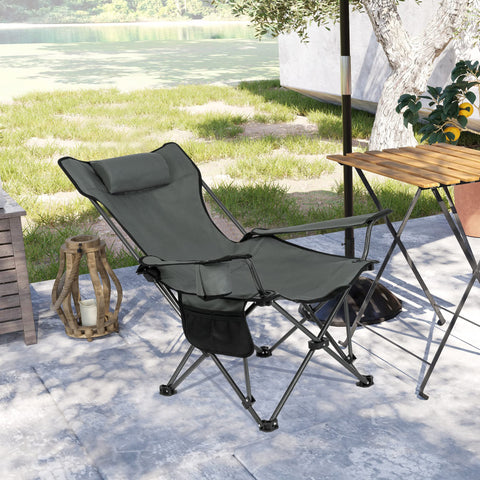 Rootz Camping Chair - Foldable Fishing Seat - Beach Lounger - Reclining Deck Chair - Portable Outdoor Furniture - Relaxation Seat - Gray - 35.7 x 7.7 x 6.9 inches