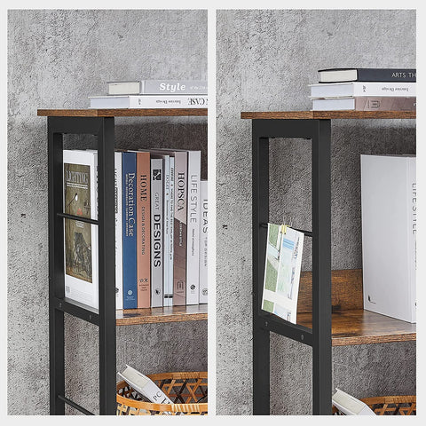 Rootz Bookcase - Compartment Cabinet - Storage Cabinet - Brown - Black - Processed Wood - Metal - 120 x 33 x 80 cm