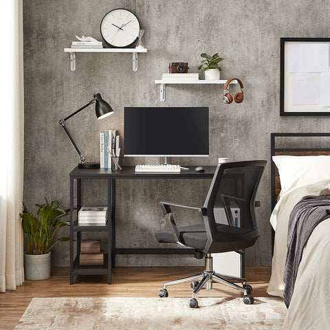 Rootz Desk - Computer Table - Office Table - Storage Space - Industrial - Processed Wood - Steel - Black - 120 x 60 x 75 cm