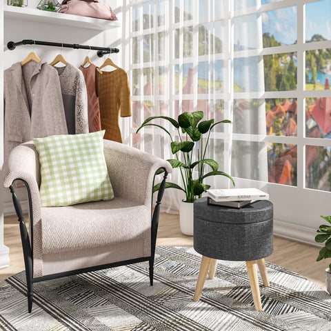 Rootz Sitzhocker - Footstool - Ottoman - Storage Seat - Pouf - Footrest - Step Stool - Dark Gray - Φ 32 x 36 cm