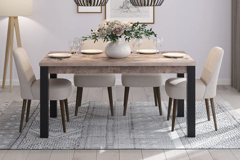 Rootz Stylish Wooden Dining Table - Furniture - Furnishing - Table Piece - Creation - Brown & Black - 160 x 77 x 90 cm