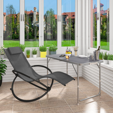 WOLTU Campingtisch Klapptisch Gartentisch Arbeitstisch Balkon höhenverstellbar Aluminium MDF Grijs CPT8122gr