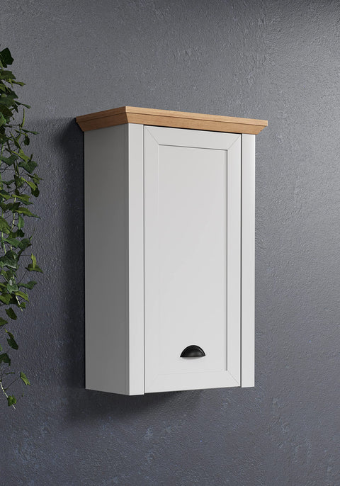 Rootz Wall Cupboard - Stylish Hanging Cabinet with Adjustable Door and Shelf - Grey Oak - 46x73x24 cm