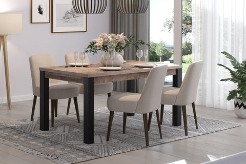 Rootz Stylish Wooden Dining Table - Furniture - Furnishing - Table Piece - Creation - Brown & Black - 160 x 77 x 90 cm