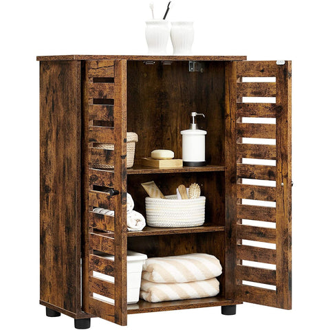 Rootz Sideboard - Bathroom Cabinet - Storage Cabinet - Adjustable Shelves - Processed Wood - Brown - 60 x 30 x 82 cm