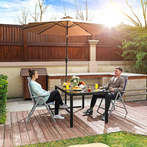 Rootz Gartenstühle – 2er-Set – Klappstühle – Outdoor-Stühle – Aluminiumrahmen – Rückenlehne – verstellbar – Schwarz/Grau