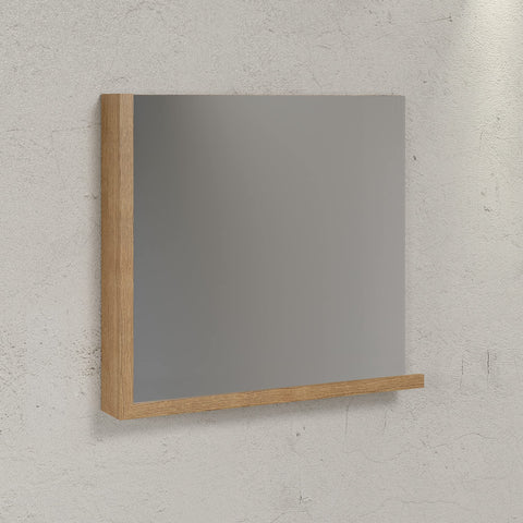 Rootz Wandspiegel - Reflecterend Glas - Kaptafel - Kijkglas - Halreflector - Decorversterker - Interieuraccent - Antraciet met Coast Evoke Oak - 80x72x12cm