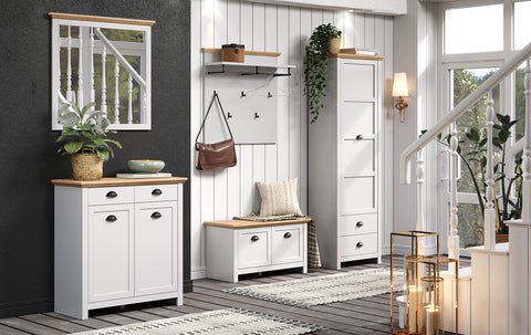 Rootz Landside Garderobenschrank - Wardrobe - Clothes Cabinet - Apparel Closet - Storage Unit - Clothing Armoire - Garment Holder - Light Grey/Artisan Oak - 65 x 201 x 41 cm.