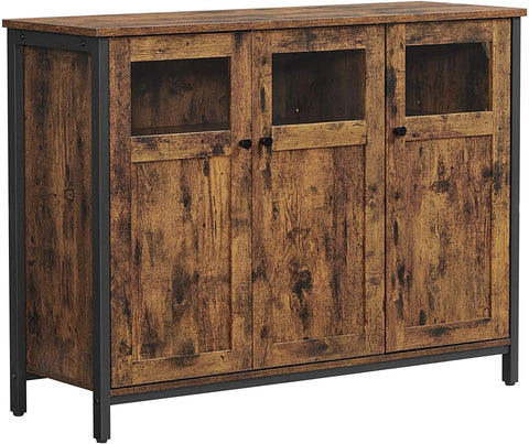 Rootz Sideboard - Kitchen cabinet - Storage cabinet - Industrial - Processed Wood - Metal - Brown - Black - 100 x 35 x 75 cm