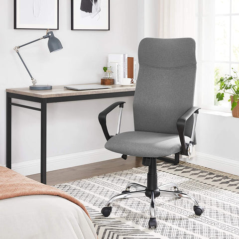 Rootz Office Chair - Swivel Chair - Ergonomic - Upholstered - Height Adjustable - Gray - Steel - Linen - 63 x 63 x (110-120) cm