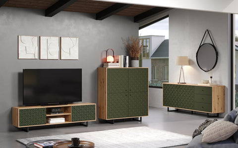 Rootz Door Panels - Cabinet Fronts - Highboard Enhancers - Sideboard Upgrades - Modern Elegance - Dark Green - 60x60x2cm.