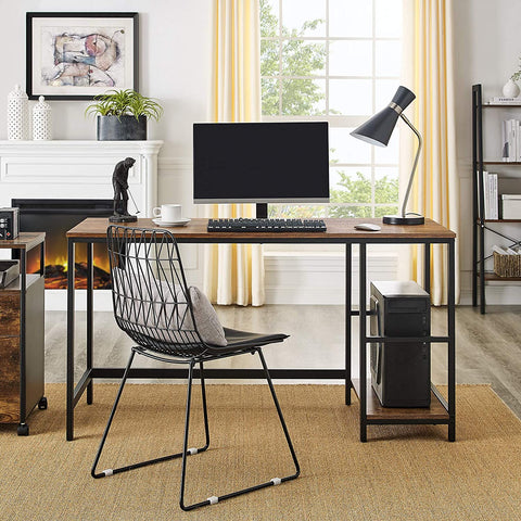 Rootz Desk - Computer table - Storage space - Industrial - Brown - Black - Processed Wood - Steel - 140 x 60 x 75 cm