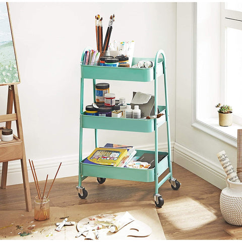 Rootz Kitchen trolley - Kitchen trolley - Serving trolley - 3 Levels - 2 Brakes - Handles - Metal - Black