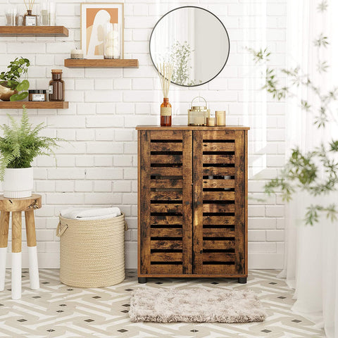 Rootz Sideboard - Bathroom Cabinet - Storage Cabinet - Adjustable Shelves - Processed Wood - Brown - 60 x 30 x 82 cm