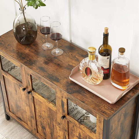 Rootz Sideboard - Kitchen cabinet - Storage cabinet - Industrial - Processed Wood - Metal - Brown - Black - 100 x 35 x 75 cm