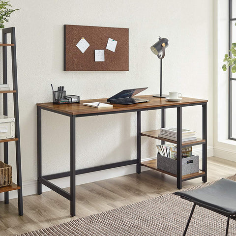 Rootz Desk - Computer table - Storage space - Industrial - Brown - Black - Processed Wood - Steel - 140 x 60 x 75 cm