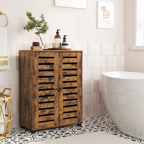 Rootz Sideboard - Bathroom Cabinet - Storage Cabinet - Adjustable Shelves - Processed Wood - Brown - 60 x 30 x 82 cm