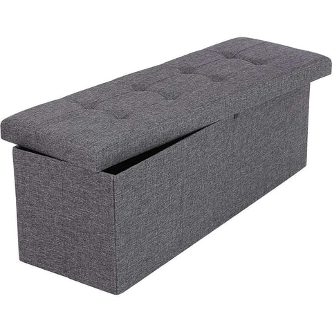 Rootz Hocker - Pouf - Folding Chair With Storage Space - Chest - Bench - Dark Gray