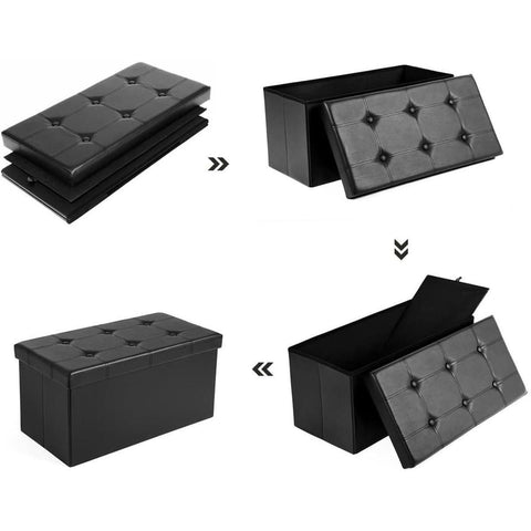 Rootz Foldable Folding Chair With Storage Space - Hocker - Bench - Opberger