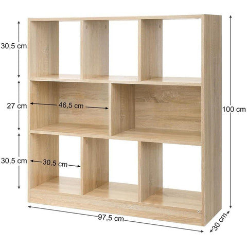Rootz Oak Bookcase - Cupboard - 97.5 x 100 x 30 cm