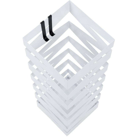 Rootz Metal Umbrella Stand - With Drip Tray and Hooks - Umbrella Holder Van 49CM High - White