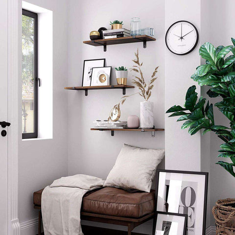 Rootz Wall Shelf 2 Pieces - Wall Shelf Industrial Wood - Wall Shelf Floating