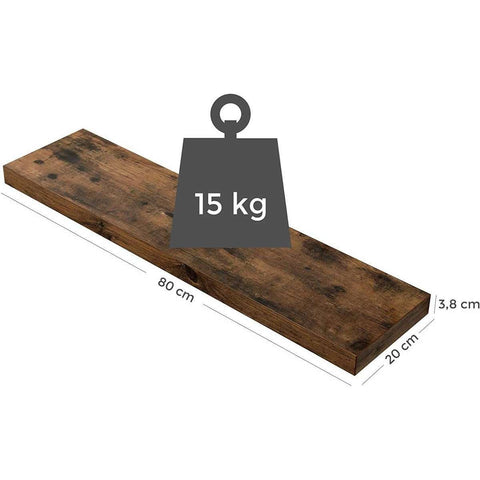 Rootz Wall Shelf Industrial Wood 1 Piece - Wall Shelf Floating - Wall Shelves
