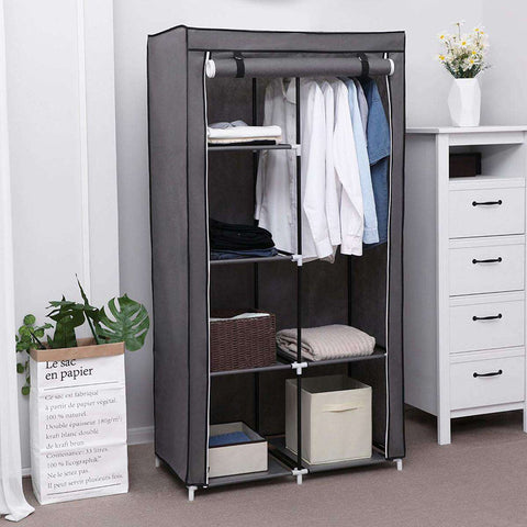 Rootz Wardrobe - Foldable Wardrobes - Wardrobe Foldable Gray