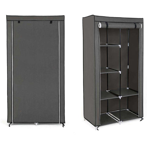 Rootz Wardrobe - Foldable Wardrobes - Wardrobe Foldable Gray